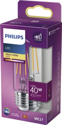 Produktbild von Philips LED Classic 40W T30 E27 WW CL ND SRT4 4.5W 2700K LED-Lampe, Sockel E27, 4,5 Watt, Warmweiß, 2700 K,  5kWh/1000h