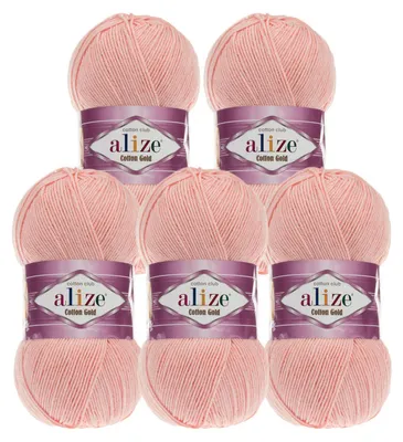 5 x 100g Strickgarn Alize Cotton Gold Uni Klassikgarn Häkelgarn hellrosa