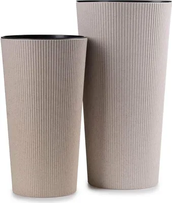 Obrázok produktu pre HowHomely | Kvetináč, sada 2 kvetináčov, béžový kvetináč - 57 a 46 cm - kvetinový žľab, kvetináč, vysoké kvetináče