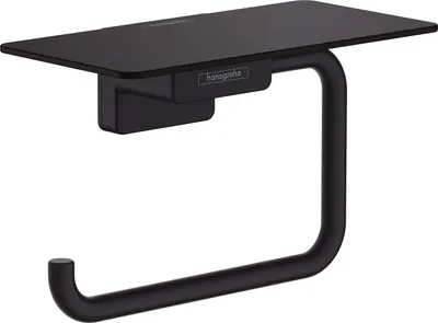 Produktbild von hansgrohe AddStoris Papierrollenhalter mit Ablage mattschwarz, 1 Stk.