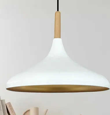 Produktbild von Pendelleuchte | Champion | Skandinavisch aus Holz und Metall, 35 cm, Weiß Hängelampe Wohnzimmer