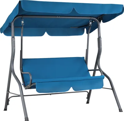 Produktbild von CASARIA® Hollywoodschaukel 2 Sitzer wetterfest Atlantik Blau 200kg Belastbarkeit Rückenlehne Dach Verstellbar Anti-Rutsch-Füße Garten Terrasse Gartenschaukel 140x112cm