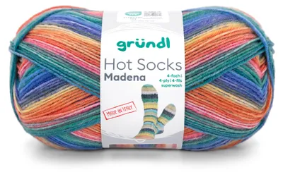 Produktbild von Gründl Hot Socks Madena,4-fach,Sockenwolle,75% Schurwolle/25% Polyamid, 09 weiß-orange