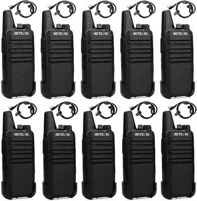 Produktbild von Retevis RT622 Walkie Talkie, Funkgerät mit Headset, PMR446 Lizenzfrei, 16 Kanäle CTCSS/DCS, Monitor-VOX-Scan, 10 Stück geeignet für Supermärkten, Schule, Sicherheitsdienst, Nothilfe, Rettung