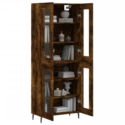 Image de vidaXL Highboard chêne fumé 69,5x34x180 cm bois composite