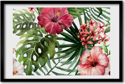 Produktbild von Bild 60x40 MDF-Rahmen, Wandkunst tropische Blumen