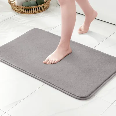 Image de Tapis de bain en mousse à mémoire de forme, tapis de douche, tapis décoratif, tapis antidérapant pour la salle de bain et le salon, 40 x 60 cm, gris