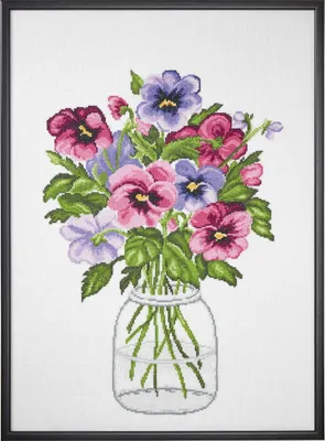 Obrázek produktu pro Sada pro vyšívání křížovým stehem Permin „Pansies“, schéma pro počítání, 58 x 42 cm, 70-1131