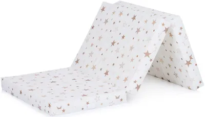Obrázok produktu pre Skladacia matrac Chipolino, 60 x 120 x 6 cm, biela s béžovými hviezdičkami