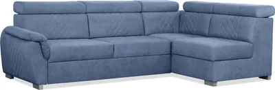Produktbild von BETTSO Gestepptes Ecksofa RAVINI mit Bettzeugablage und verstellbaren Kopfstützen blau Rechts