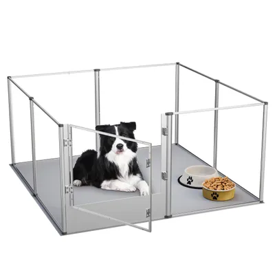 Image de Enclos XL en Acrylique pour Petits Animaux d’Intérieur 133 × 133 × 80,5 cm – Parc DIY 8 Panneaux