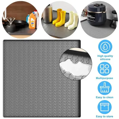 Image de Tapis de protection en silicone, 60 x 60 cm - Accessoire pour machine à laver - Étanche - Antidérapant - Convient pour réfrigérateur, machine à laver et sèche-linge