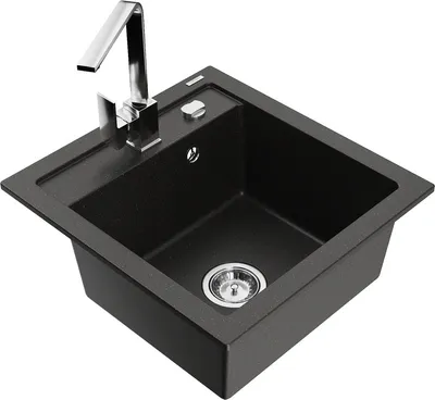 Produktbild von Mexen Vito 1-Becken-Granit-Spüle mit Mischbatterie Rita, Schwarz/Gold metallisch - 6503-75-670300-00