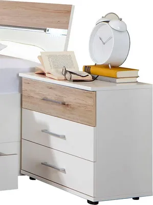 Produktbild von Nachttisch Nachtschrank Cheep weiß / eiche sägerau