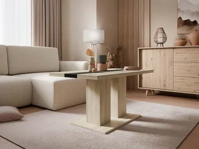 Produktbild von MIRJAN24 Couchtisch Joshua, Stilvoll Kollektion, Wohnzimmer Kaffeetisch, Sofatisch (Farbe: Sonoma Eiche / Sonoma Eiche + Schwarz)