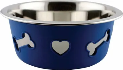 Produktbild von Weatherbeeta Rutschfester Edelstahl Knochen Hundenapf WB1329 (21cm) (Blau)