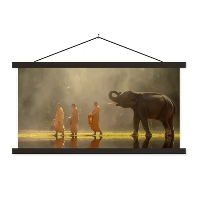 Produktbild von MuchoWow® Textilposter Elefant - Wasser - Tiere - Natur 60x30 cm mit schwarzem Rahmen - Textilien