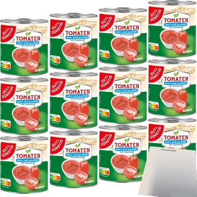 Produktbild von Gut & Günstig Tomaten ganz geschält mit Tomatensaft VPE (12x800g Dose) + usy Block