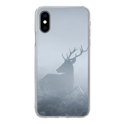Produktbild von MuchoWow® Handyhülle Schutzhülle Hülle für iPhone X Hirsche - Nebel - Wald Silikon Softcase Handy Hülle - Handyhülle