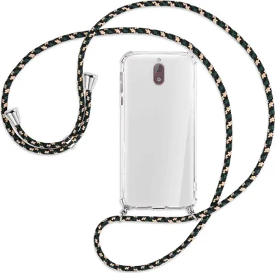 Produktbild von Handykette Backcover-Schutzhülle mit Band (Metall silberfarben) für Nokia 3.1 - camouflage