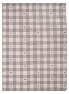 Produktbild von Clayre & Eef Geschirrtuch 50x70 cm Beige Grau Baumwolle Herzen