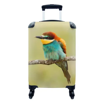 Produktbild von MuchoWow® Koffer Handgepäck Trolley Rollkoffer Kleine Reisekoffer mit 4 Rollen - Vogel - Bienenfresser - Tiere - Cabin Size < 55x40x23 cm & 55x40x20 cm - Fotokoffer - Kabinenkoffer - Boardgepäck - Reise-Box - Reisekoffer - Reisegepäck - Koffer mit Bild - Trolley für Kinder