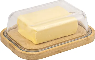 Produktbild von eluno Butterdose mit Glasdeckel, Bambusbrett für 250g Butter, Butterglocke
