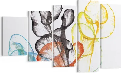 Produktbild von Bild auf Leinwand - Leinwandbild - 5 Teile - Blumen Abstraktion Surrealismus - 100x60cm - Wand Bild - Wanddeko - Wandbilder - Leinwanddruck - Bilder - Wanddekoration - Leinwand bilder - EG100x60-4444