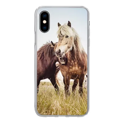 Produktbild von MuchoWow® Handyhülle Schutzhülle Hülle für iPhone X Pferde - Gras - Frühling Silikon Softcase Handy Hülle - Handyhülle