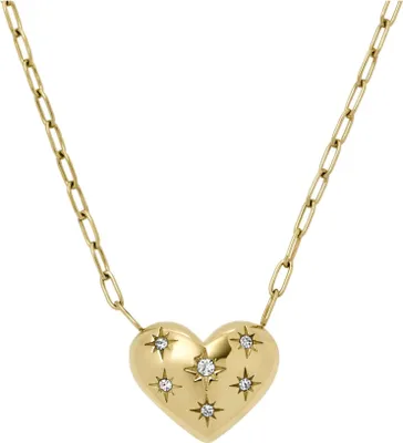 Produktbild von Fossil JF04856710 Damen Collier Herz Edelstahl Gold weiß 96 cm
