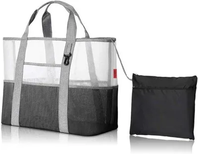 Imagen del producto de Bolsa de playa impermeable, color gris, ideal para piscina y picnics