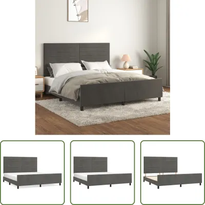 Produktbild von The Living Store Bettgestell mit Kopfteil Dunkelgrau 160x200 cm Samt