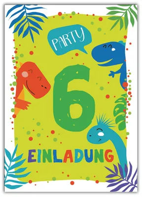 Zdjęcie produktu dla Elzusha - Zaproszenia na 6. urodziny z motywem dinozaurów