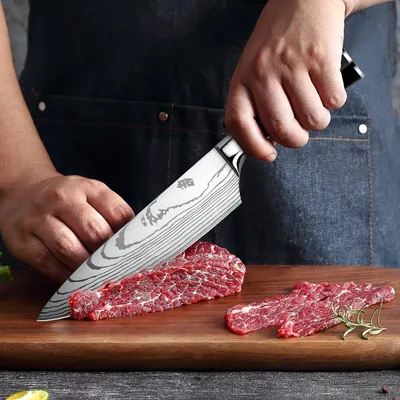 Produktbild von Ergonomische 3-teilige Küchenmesserset aus hochwertigem rostfreiem Stahl
