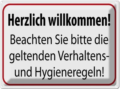 Produktbild von vianmo Blechschild 30x40 cm Verhaltens- und Hygienenregeln Warnschild Hinweisschild Sicherheit Vorsicht