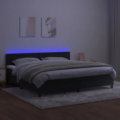Image de Maison Exclusive - Sommier à lattes de lit avec matelas et LED Noir 200x200 cm