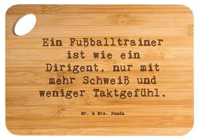 Produktbild von Mr. & Mrs. Panda Holzbrett Spruch Fußballtrainer Dirigent - Transparent - Geschenk, Schneidebrett, Taktgefühl, Hackbrett, Frühstücksbrett, Trainer, Spielfeld, Energie