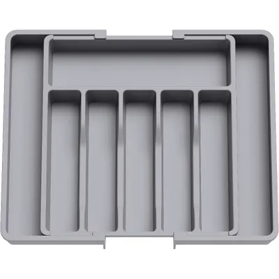 Produktbild von Besteckkasten für Küche, Ausziehbarer Besteckschublade 6-8 Fächer, Nützlicher Besteckeinsatz für Löffel, Gabeln, Messer, Grau