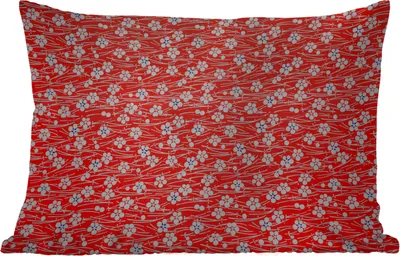 Produktbild von MuchoWow® Outdoor Kissen - Ein rotes und weißes Blumenmuster - 50x30 cm - Wetterfest - Lounge Kissen - Sofa kissen - Wohnzimmer Dekoration