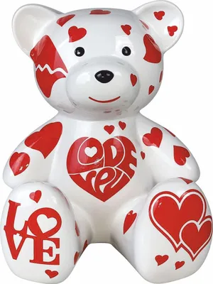Zdjęcie produktu dla Casa Padrino Figurka dekoracyjna Miś biały/czerwony wys. 34 cm - Rzeźba Deco