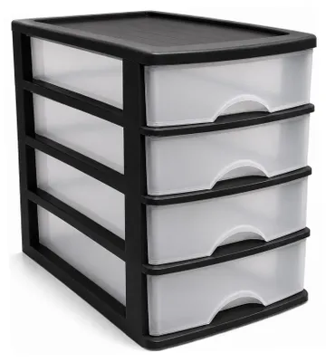 Produktbild von Büro Organizer aus Kunststoff mit 4 Schubladen in Schwarz