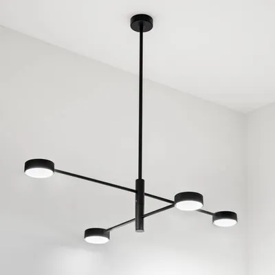 Produktbild von LUMILED Pendelleuchte Schwarz Modern Kronleuchter 4 Flammig GX53 Fassung LED Hängeleuchte Esszimmerlampe Deckenlampe Aluminium Hängelampe für Wohnzimmer Küche Esstisch 230V
