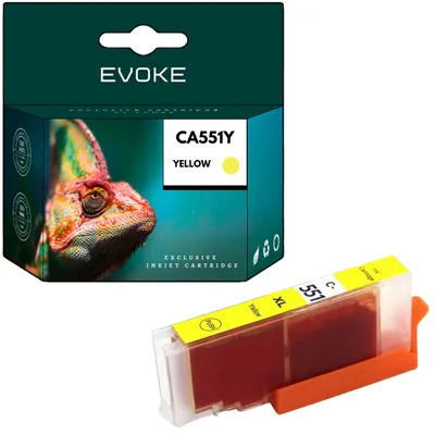 Productafbeelding van Evoke compatibele inkt voor Canon CLI-551XL CLI551XL 6511B001 CLI551Y, geel, voor PIXMA iP7200, 7240, 7250, 8700, 8720, 8750; iX6800, 6820, 6850; MG5400, 5450, 5500, 5550, 5600, 5650, 5655, 6300, 6350, 6400, 6420, 6450, 6600, 6650, 7100, 7120, 7150, 7500, 7550; MX720, 725, 920, 922, 925