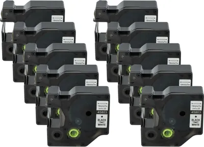 Produktbild von vhbw 10x Schriftband-Kassette kompatibel mit Dymo LM640, 5000, 2000, 5500 Etiketten-Drucker 7m x 19mm Schwarz auf Weiß