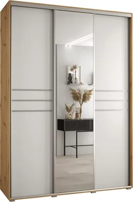 Produktbild von MEBLE KRYSPOL Cannes 11 Schrank mit 3 Schiebetüren - 205,2x170x60 cm - Artisan Weiß Silber