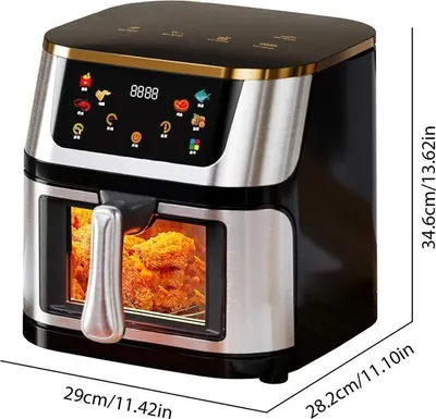 Produktbild von Heißluftfritteuse Airfryer - Ofen 12 l - 2800 W - Edelstahl - Sichtfenster - Touchscreen - EU‑Stecker