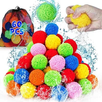 Produktbild von Wiederverwendbare Wasserbomben 60 Stück, weiche Wasserbälle für Kinder, umweltfreundliches Wasserspielzeug für Sommer & Pool