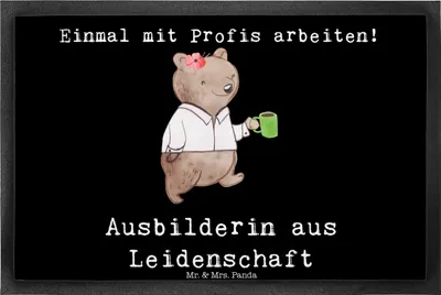 Produktbild von Mr. & Mrs. Panda fußmatte Ausbilderin Leidenschaft 40 x 60 cm - Schwarz - Geschenk, Beruf, Schuhabstreifer, Schmutzmatte, Spruch, Schmutzfänger, Ausbilderprüfung, Witzig
