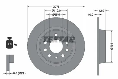 Produktbild von 2x TEXTAR HINTEN Bremsscheibe für OPEL ZAFIRA B (A05) Astra H Schrägheck (A04)