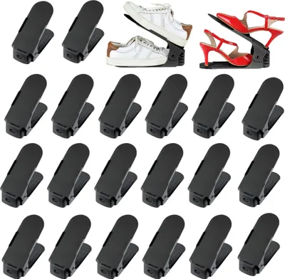 Produktbild von DEULINE 20 x Verstellbarer Schuhregal Schuhstapler schuhaufbewahrung Schuhorganizer Schuhhalter Farbe: Schwarz 521129